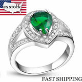 Green Micro Pave Anniversary Ring for Women
