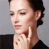 Heart Shaped Red Stone Silver Wedding Ring