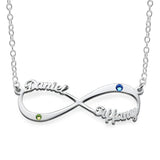 Custom Infinity Pendant Necklace with Letter & Stone, 925 Sterling Silver