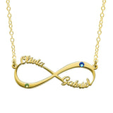 Custom Infinity Pendant Necklace with Letter & Stone, 925 Sterling Silver
