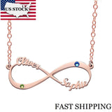 Custom Infinity Pendant Necklace with Letter & Stone, 925 Sterling Silver