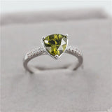 Green Cubic Zirconia Triangle Ring for Women