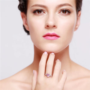 Green Cubic Zirconia Triangle Ring for Women