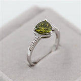 Green Cubic Zirconia Triangle Ring for Women