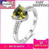 Green Cubic Zirconia Triangle Ring for Women