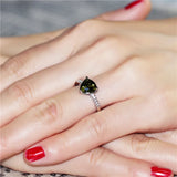Green Cubic Zirconia Triangle Ring for Women
