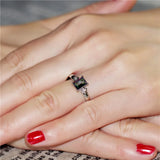Rainbow Zirconia Rectangle Ring Female Multicolor Silver Y3382
