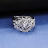 US Women's 3-Piece Engagement Ring Set Jewelry Accessory RA0346