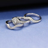 US Women's 3-Piece Engagement Ring Set Jewelry Accessory RA0346