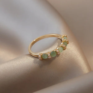 US Size 7 Women Green Opals Rings Copper Ring Party Jewelry Creative