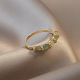 US Size 7 Women Green Opals Rings Copper Ring Party Jewelry Creative