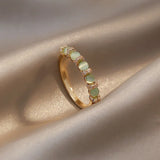 US Size 7 Women Green Opals Rings Copper Ring Party Jewelry Creative