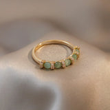US Size 7 Women Green Opals Rings Copper Ring Party Jewelry Creative