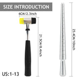 US Sizes 0-13 Metal Ring Sizer Gauge Set with Mallet Hammer