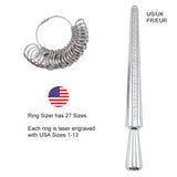 US Ring Sizer Tool Set Aluminum Ring Mandrel With Finger Gauges