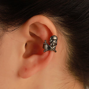 US Dark Skull Ear Clip Retro Gothic Punk Hip-Hop Halloween Earrings
