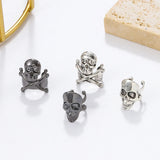 US Dark Skull Ear Clip Retro Gothic Punk Hip-Hop Halloween Earrings