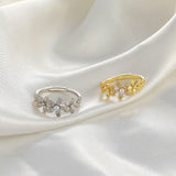 US Pearl Flower Ring Diamond Inlaid Net Red Ring