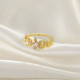 US Pearl Flower Ring Diamond Inlaid Net Red Ring