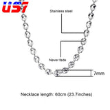 7MM 9MM Stainless Steel Rope Link Chain Necklaces