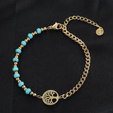 Punk Double Chain Bracelets for Women Boho Turquoise Charm Bangles