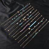 Punk Double Chain Bracelets for Women Boho Turquoise Charm Bangles