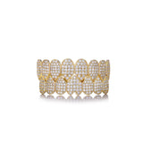 US7 Heart Grillz Teeth Caps for Men Half Mosaic Iced Out Brass Grillz