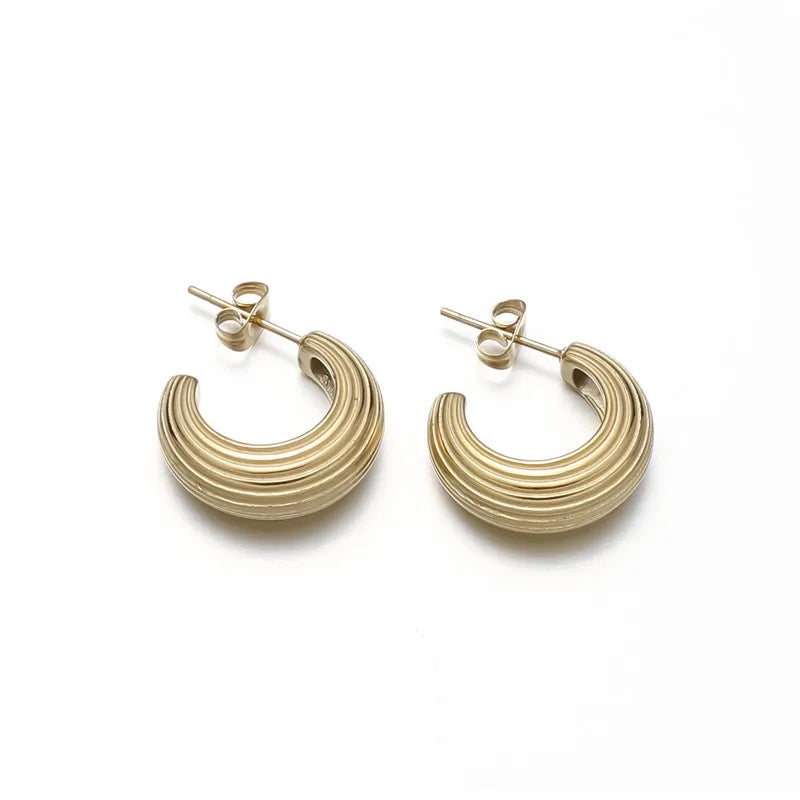 Chunky Hoop Earrings Stainless Steel 18K Plated Waterproof