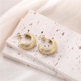 Chunky Hoop Earrings Stainless Steel 18K Plated Waterproof