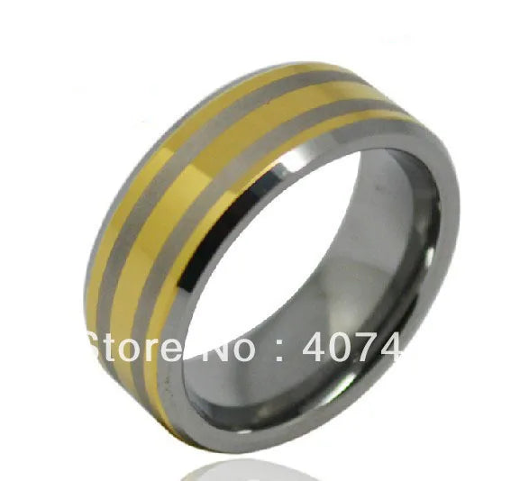 Golden Tungsten Ring Wedding Band With Gifted Box&Free