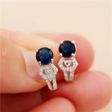 925 Silver Stud Earrings with Zircon Stones