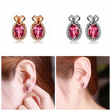 925 Silver Red Rose Stud Earrings for Women with Box