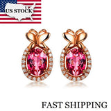 925 Silver Red Rose Stud Earrings for Women with Box