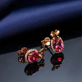 925 Silver Red Rose Stud Earrings for Women with Box