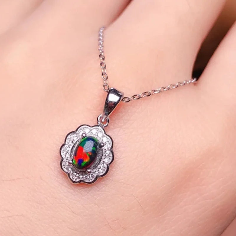 Opal Pendant Necklace, S925 Fine Jewelry for Women Y3047