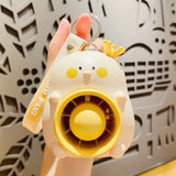 Mini Portable Fan Key Chain USB Charging Cute Cartoon Design Student Small