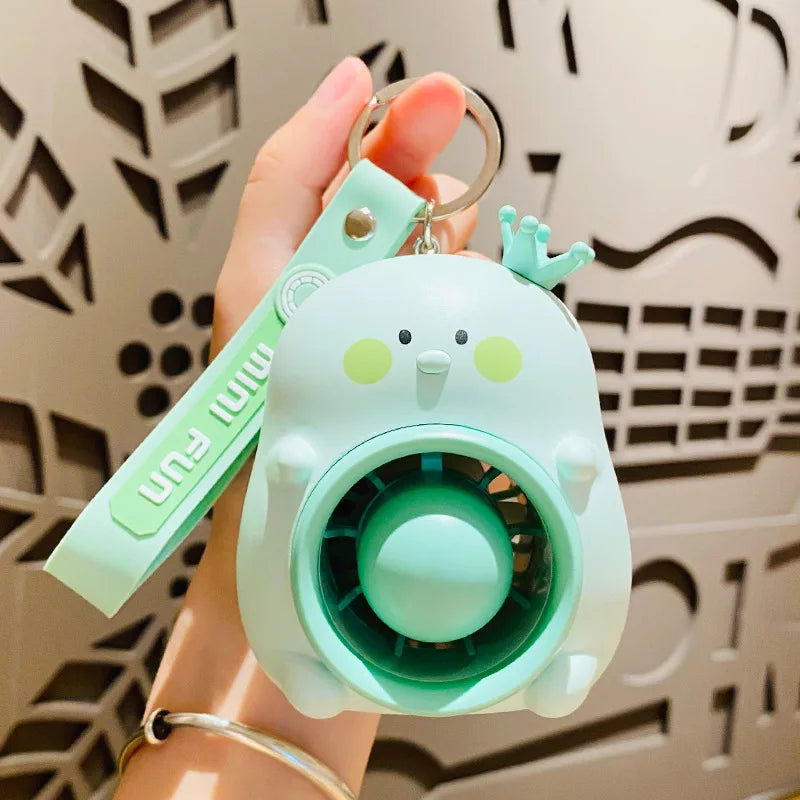 Mini Portable Fan Key Chain USB Charging Cute Cartoon Design Student Small