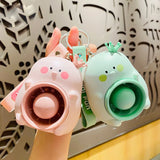 Mini Portable Fan Key Chain USB Charging Cute Cartoon Design Student Small