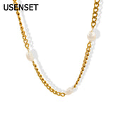 Bohemia Pearl Necklace Cuban Chain Choker