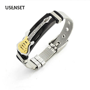 Stainless Steel Guitar Mesh Bracelet Strap Gold Bangle