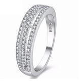 USPS 3 Rows CZ Wedding Rings Band Crystal Anniversary Gift PJ4257