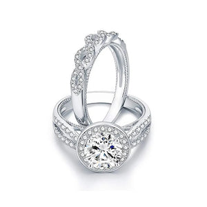 Big CZ Stone Infinite Rings Set for Women Vintage Statement Engagement Rings