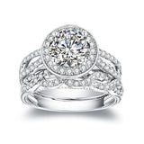 Big CZ Stone Infinite Rings Set for Women Vintage Statement Engagement Rings