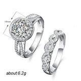 Big CZ Stone Infinite Rings Set for Women Vintage Statement Engagement Rings