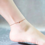 Women's Stainless Steel Chain Anklet with Cubic Zirconia - Colorfast