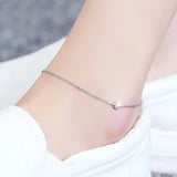 Women's Stainless Steel Chain Anklet with Cubic Zirconia - Colorfast