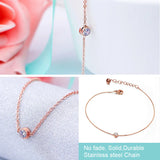 Women's Stainless Steel Chain Anklet with Cubic Zirconia - Colorfast