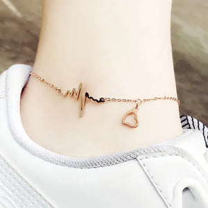 Heartbeat Anklet Adjustable Foot Jewelry Bracelet