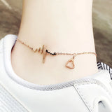 Heartbeat Anklet Adjustable Foot Jewelry Bracelet