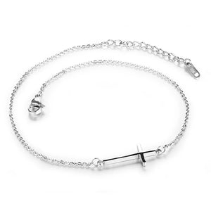 Stainless Steel Chain Cross Anklets Women Summer Sandals Jewelry
